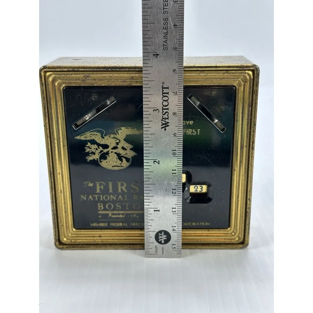 Vintage Safe Coin Calendar First National Bank Of‎ Boston Advertising Piggy Bank
